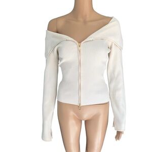vintage cache off the shoulder zip up sweater size medium desperate housewives